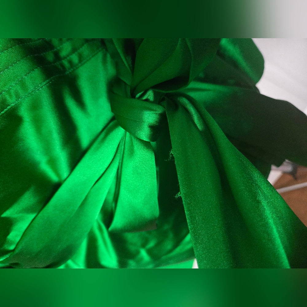 Diane Von Furstenberg Ariana Emerald Green Silk Blend Wrap Blouse Size 4 - Picture 8 of 13